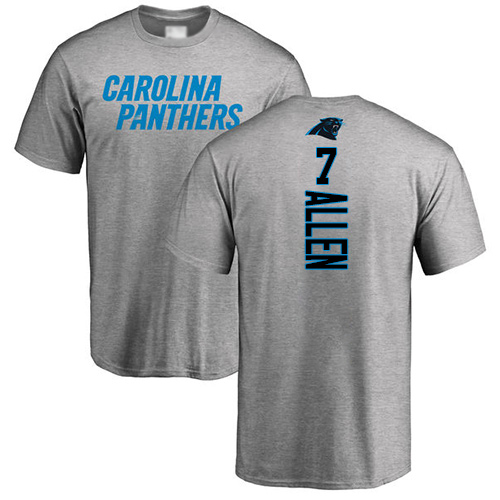 Carolina Panthers Men Ash Kyle Allen Backer NFL Football #7 T Shirt->nfl t-shirts->Sports Accessory